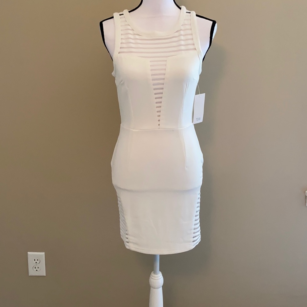 Tobi white mesh bodycon dress